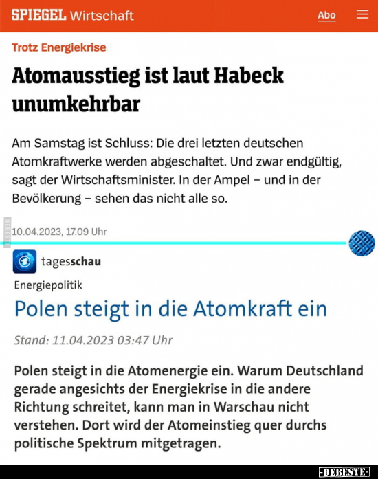 Atomausstieg ist laut Habeck unumkehrbar.. - Lustige Bilder | DEBESTE.de