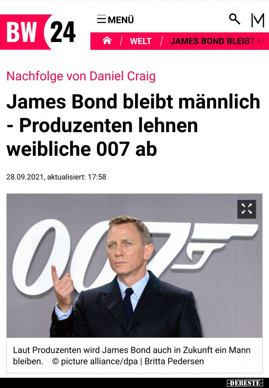 James Bond bleibt männlich - Produzenten lehnen weibliche.. - Lustige Bilder | DEBESTE.de