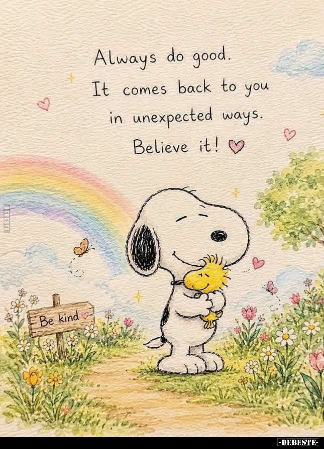 Always do good.
It comes back to you in unexpected ways. Believe it!