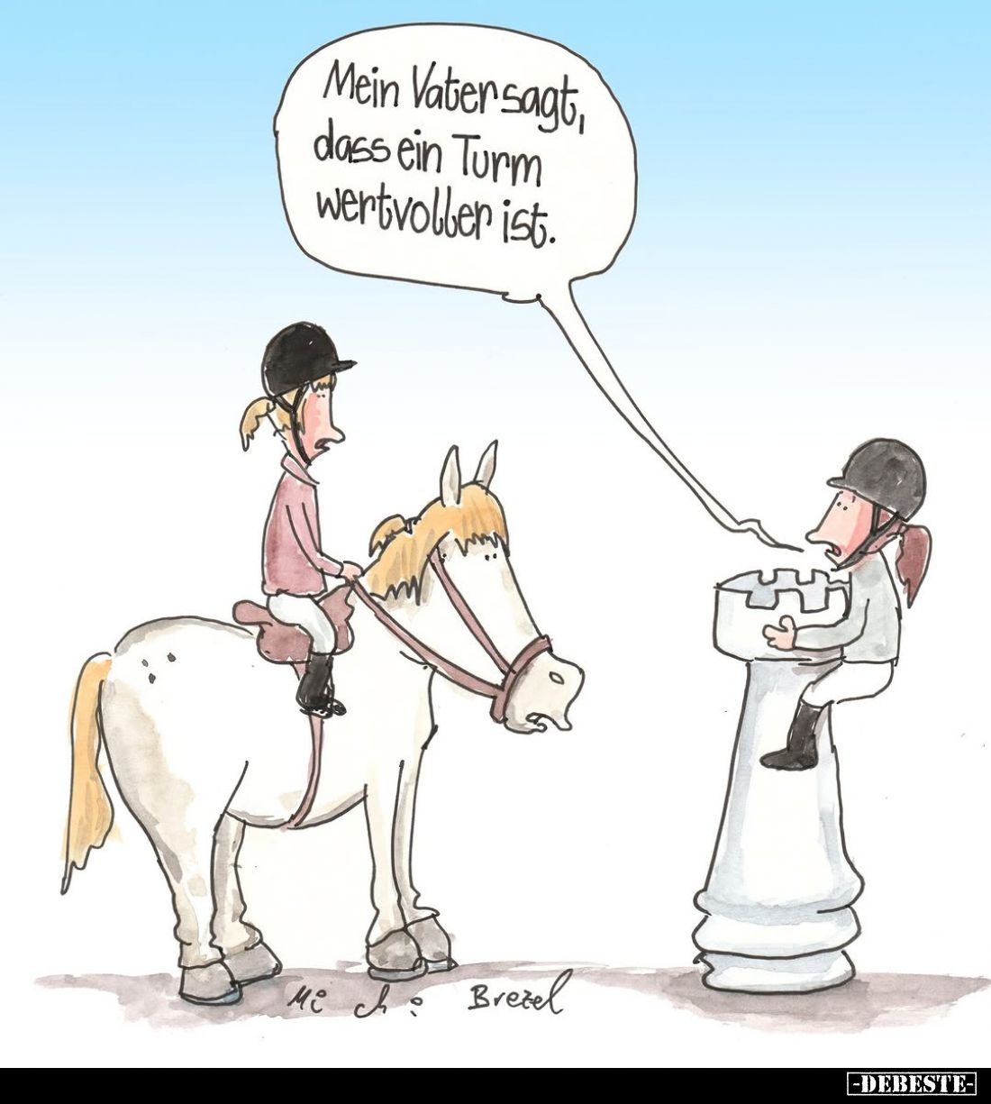 Mein Vater sagt, dass ein Turm wertvoller ist.