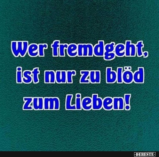 Wer fremdgeht, ist nur zu blöd zum Lieben!