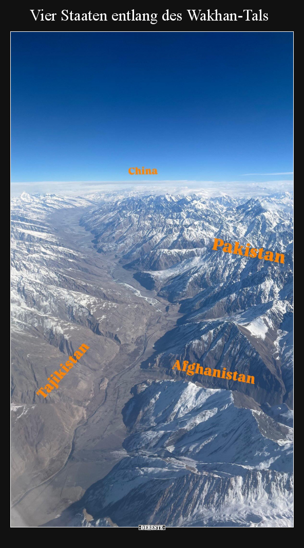 Vier Staaten entlang des Wakhan-Tals