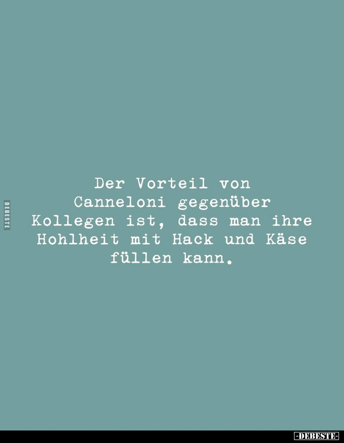 Der Vorteil von Canneloni gegenüber Kollegen ist, dass man ihre Hohlheit mit Hack und Käse füllen kann.
