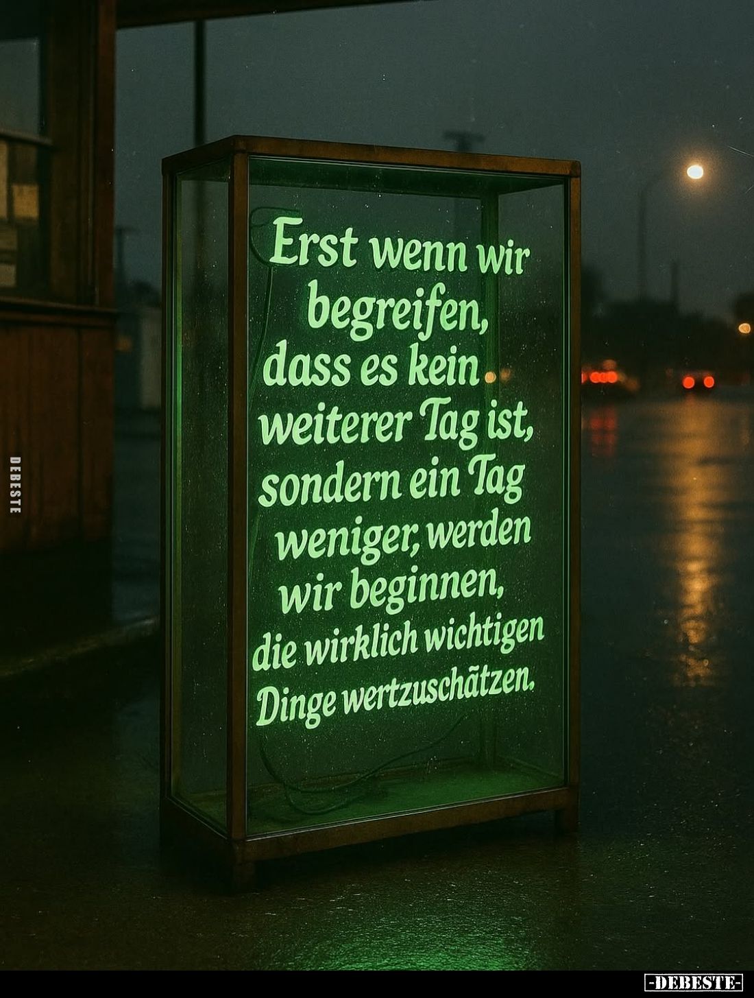 Erst wenn wir begreifen, dass es kein weiterer Tag ist, sondern ein Tag weniger, werden wir beginnen, die wirklich wichtigen ...