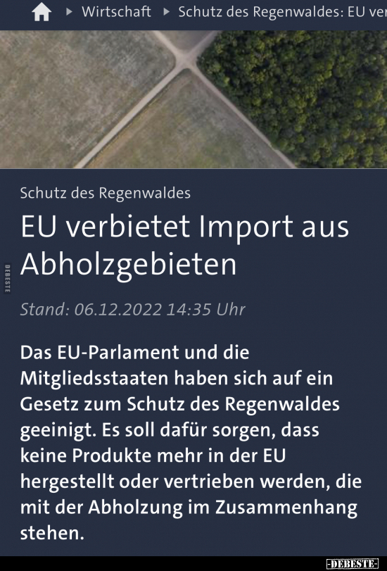 EU verbietet Import aus Abholzgebieten.. - Lustige Bilder | DEBESTE.de