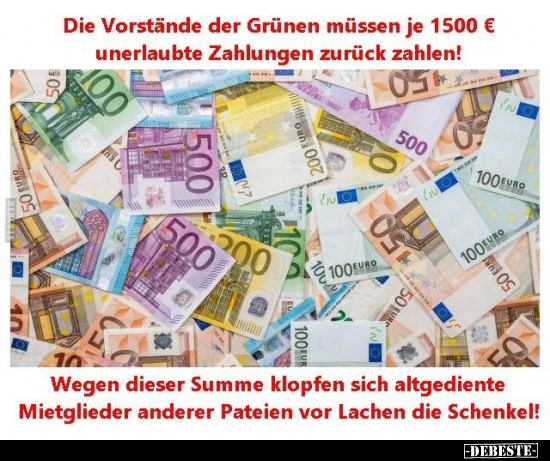 Die Vorstände der Grünen müssen je 1500 € unerlaubte.. - Lustige Bilder | DEBESTE.de