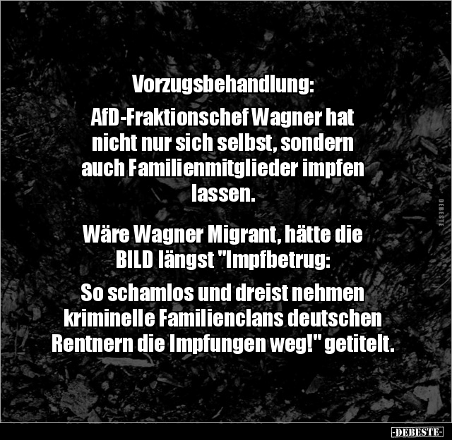 Vorzugsbehandlung: AfD-Fraktionschef Wagner hat  nicht.. - Lustige Bilder | DEBESTE.de
