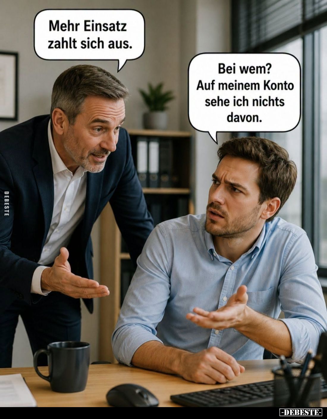 Mehr Einsatz zahlt sich aus. -
Bei wem?
Auf meinem Konto sehe ich nichts davon.