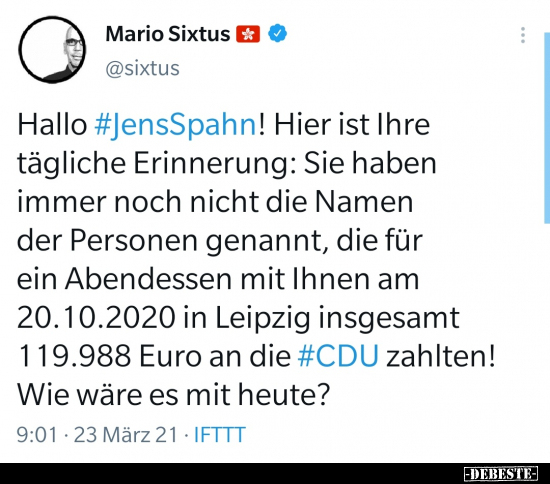 Hallo Jens Spahn! Hier ist Ihre tägliche Erinnerung.. - Lustige Bilder | DEBESTE.de