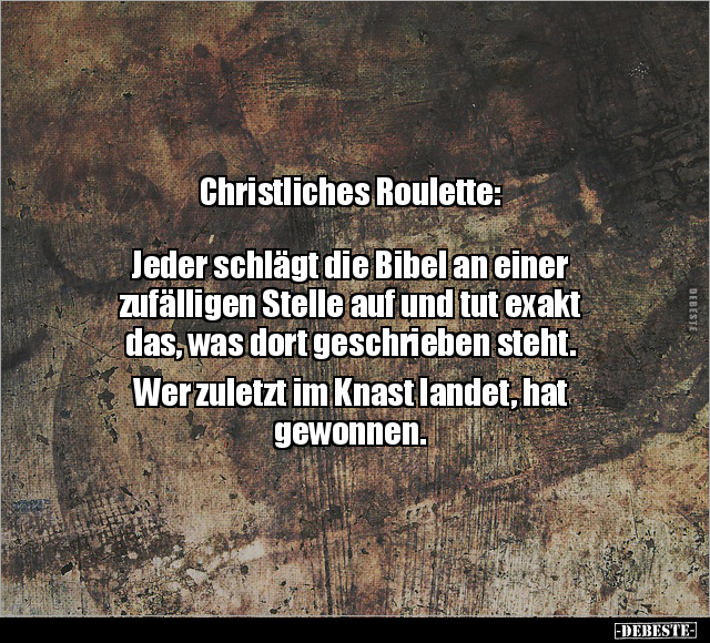 Christliches Roulette: Jeder schlägt die Bibel.. - Lustige Bilder | DEBESTE.de