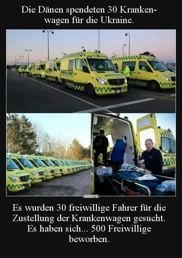 Die Dänen spendeten 30 Krankenwagen für die Ukraine.. - Lustige Bilder | DEBESTE.de