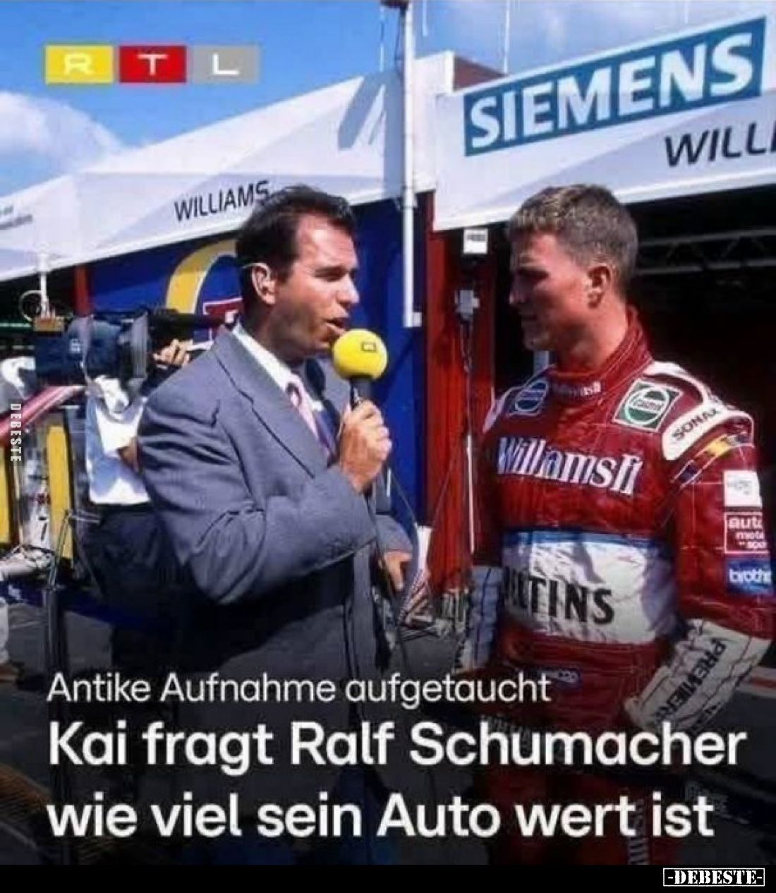 Antike Aufnahme aufgetaucht - 
Kai fragt Ralf Schumacher wie viel sein Auto wert ist