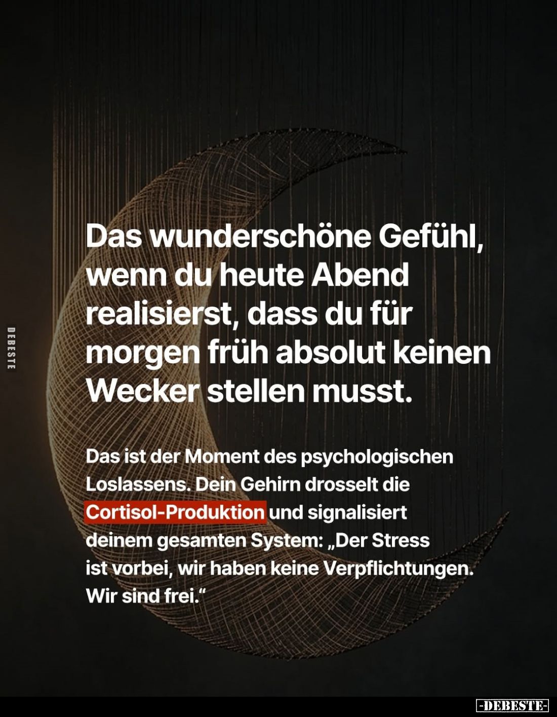 Das wunderschöne Gefühl, wenn du heute Abend realisierst, dass du für morgen früh absolut keinen Wecker stellen musst.
Das i...