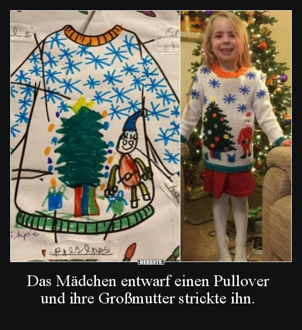 Das Mädchen entwarf einen Pullover und ihre Großmutter.. - Lustige Bilder | DEBESTE.de