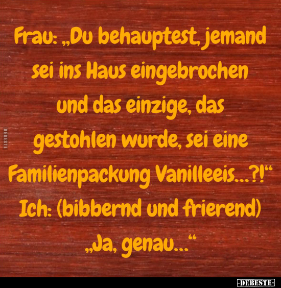 Frau: "Du behauptest, jemand sei ins Haus eingebrochen.." - Lustige Bilder | DEBESTE.de