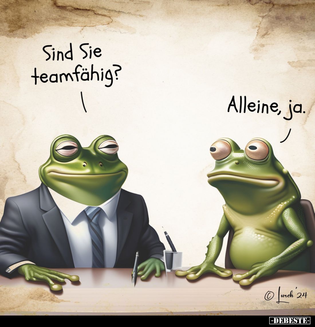 Sind Sie teamfähig? -
Alleine, ja.