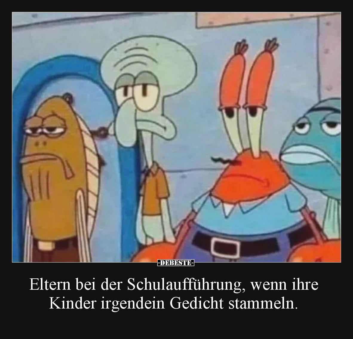 Eltern bei der Schulaufführung, wenn ihre Kinder irgendein Gedicht stammeln.