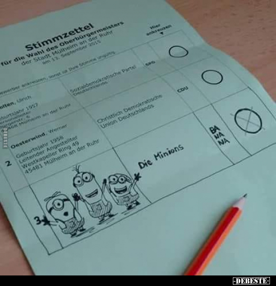 Stimmzettel für die Wahl des.. - Lustige Bilder | DEBESTE.de