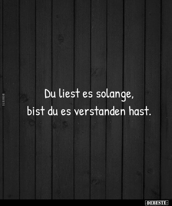 Du liest es solange, bist du es verstanden hast.