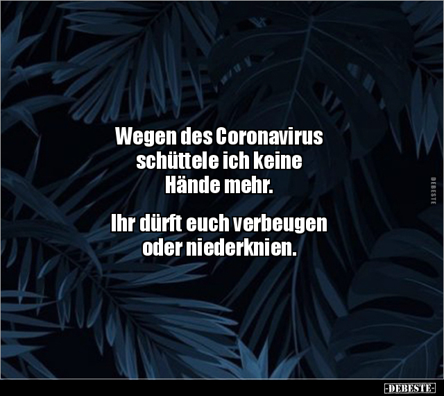 Wegen des Coronavirus schüttele ich keine Hände.. - Lustige Bilder | DEBESTE.de