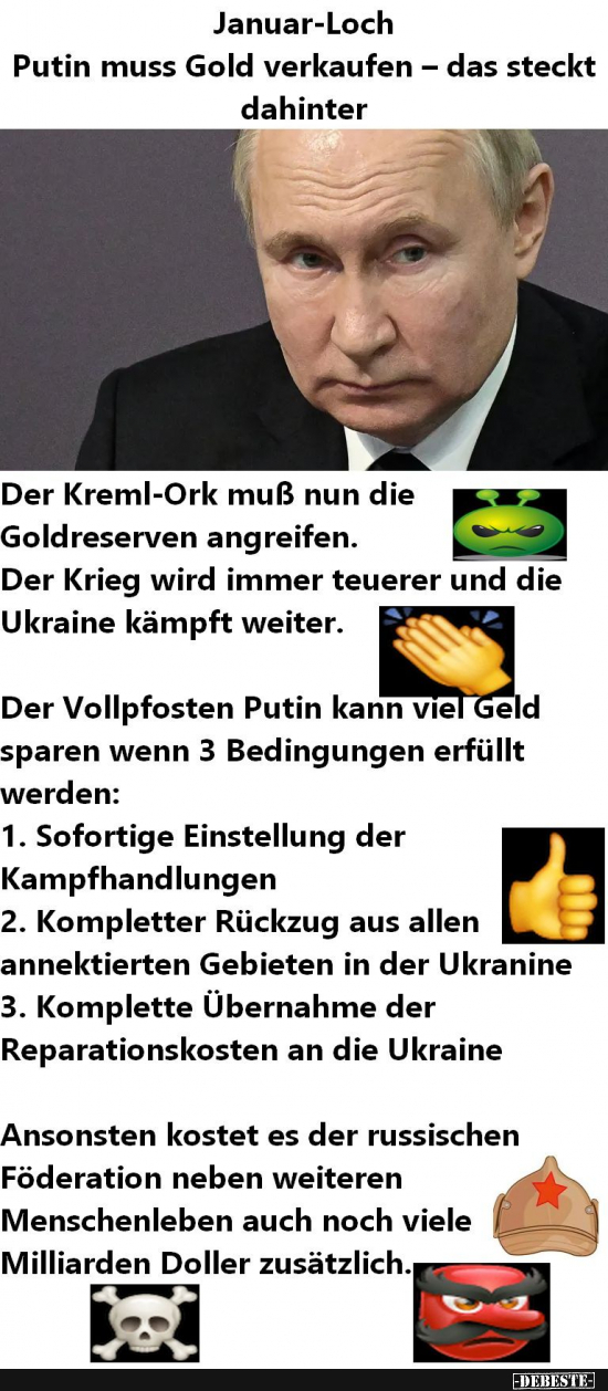 Putin und die steigenden Kriegskosten - Lustige Bilder | DEBESTE.de