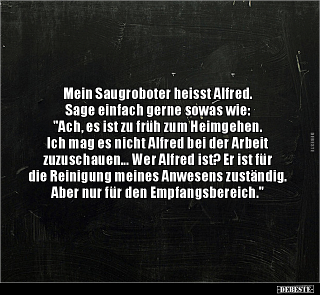Mein Saugroboter heisst Alfred. Sage einfach gerne sowas.. - Lustige Bilder | DEBESTE.de