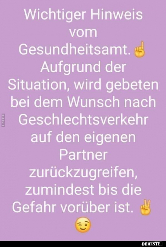 Wichtiger Hinweis vom Gesundheitsamt..