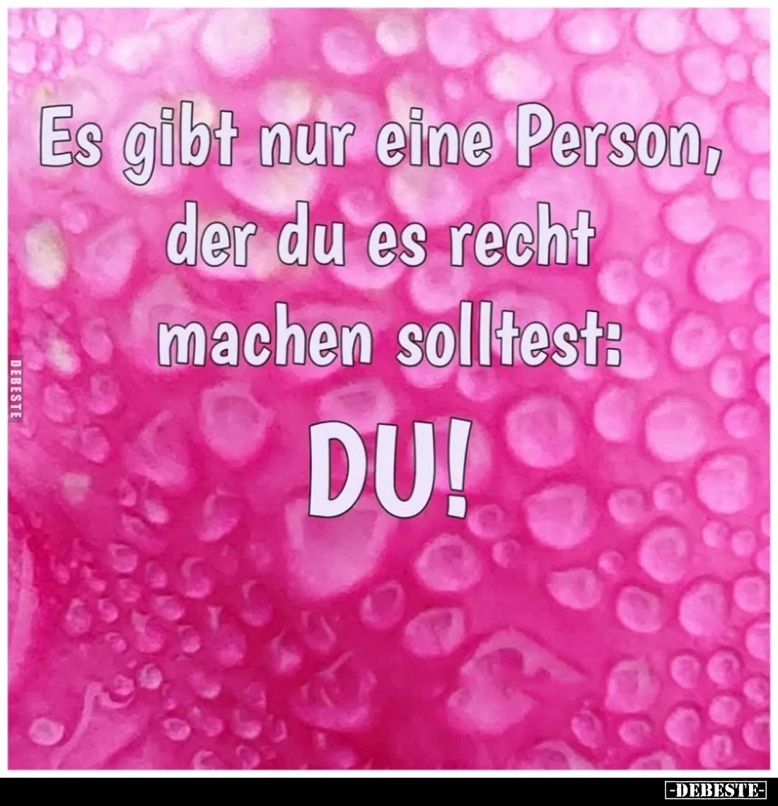 Es gibt nur eine Person, der du es recht machen solltest:
DU!