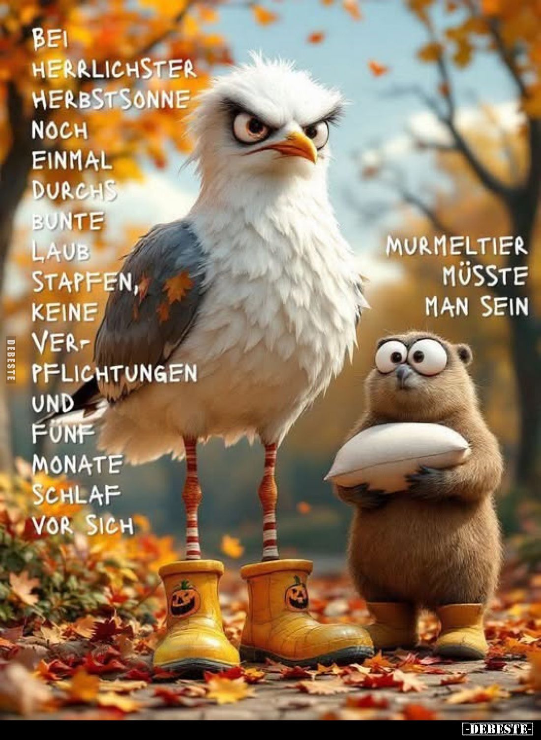 Bei herrlichster Herbstsonne noch einmal durchs bunte Laub stapfen, keine Verpflichtungen und fünf Monate Schlaf vor sich, Mu...