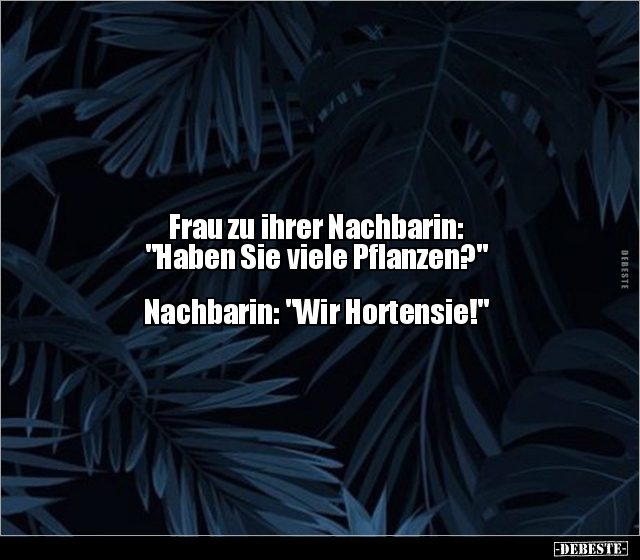 Frau zu ihrer Nachbarin: "Haben Sie viele Pflanzen?" - Lustige Bilder | DEBESTE.de
