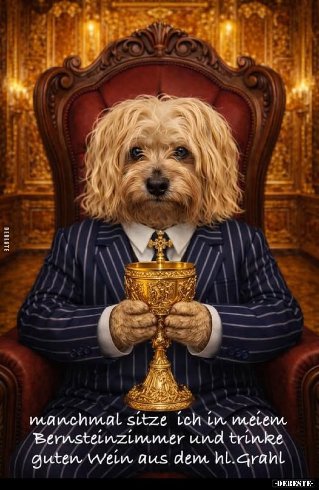 Manchmal sitze ich in meiem Bernsteinzimmer und trinke guten Wein aus dem hl. Grahl