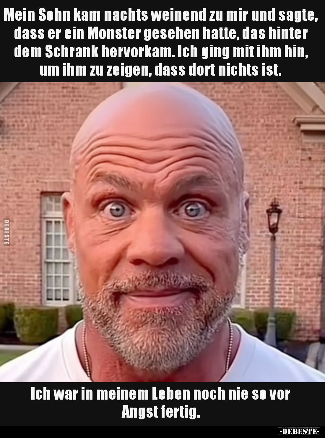 Mein Sohn kam nachts weinend zu mir und sagte, dass er ein Monster gesehen hatte, das hinter dem Schrank hervorkam. Ich ging ...