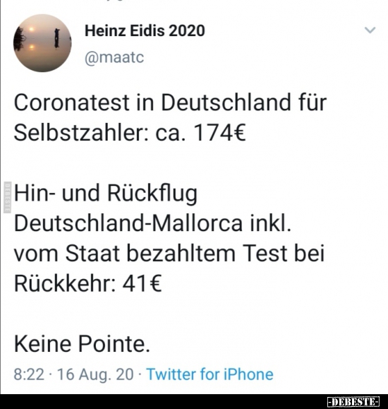 Coronatest in Deutschland für Selbstzahler: ca. 174€.. - Lustige Bilder | DEBESTE.de