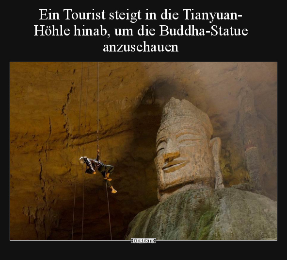 Ein Tourist steigt in die Tianyuan-Höhle hinab, um die.. - Lustige Bilder | DEBESTE.de