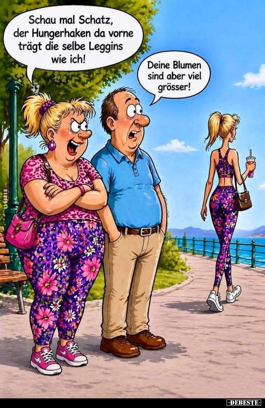 Schau mal Schatz, der Hungerhaken da vorne trägt die selbe Leggins wie ich! -
Deine Blumen sind aber viel grösser!