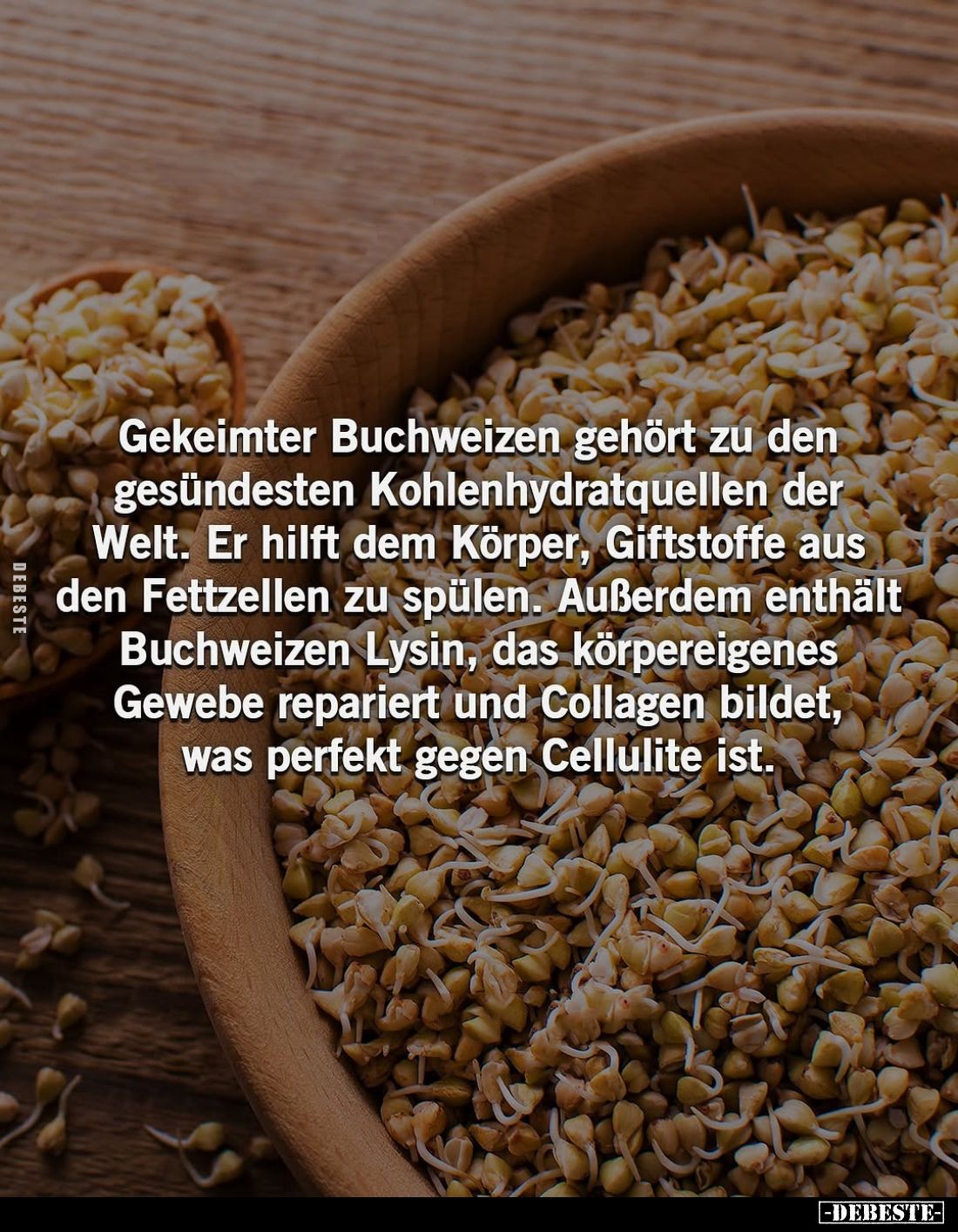 Gekeimter Buchweizen gehört zu den gesündesten Kohlenhydratquellen der Welt. Er hilft dem Körper, Giftstoffe aus den Fettzell...