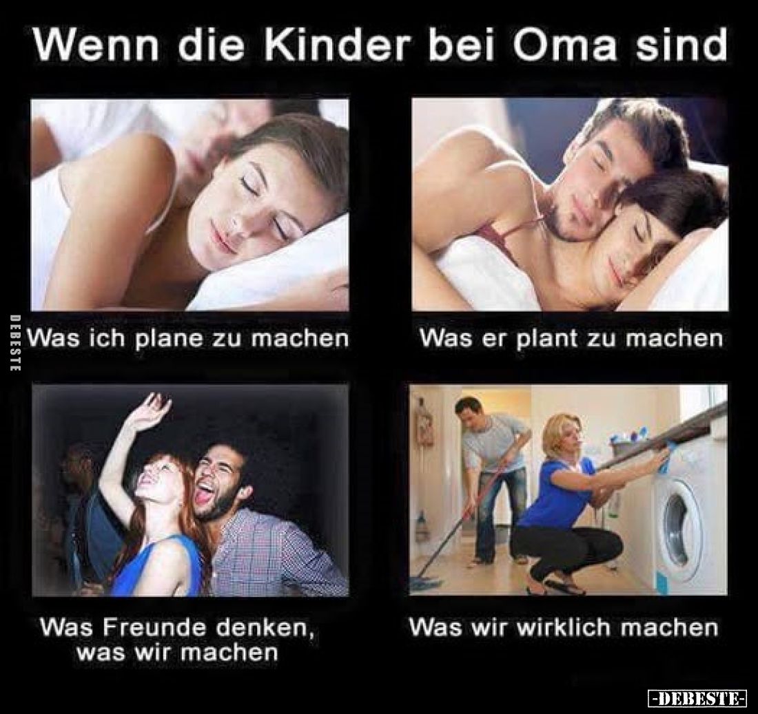 Wenn die Kinder bei Oma sind:
Was ich plane zu machen.
Was er plant zu machen.
Was Freunde denken, was wir machen.
Was wi...
