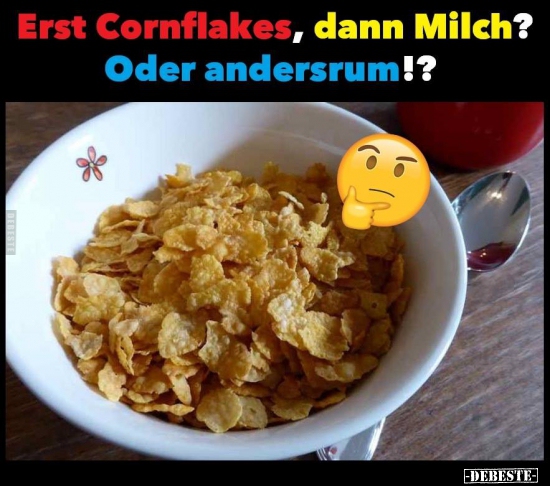 Erst Cornflakes, dann Milch? Oder andersrum!?.. - Lustige Bilder | DEBESTE.de