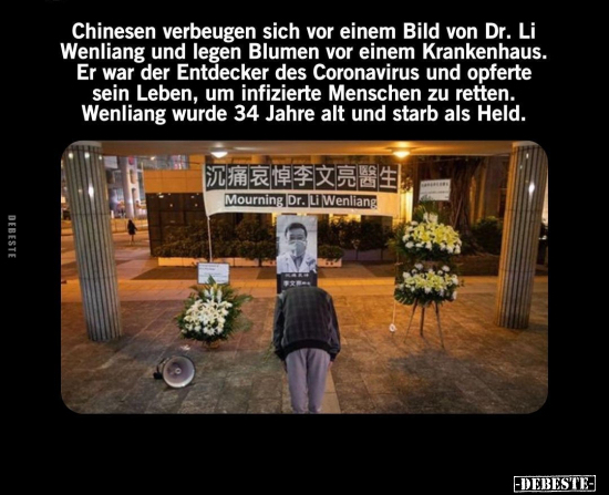 Chinesen, Blumen, Krankenhaus, Coronavirus, Leben, Menschen