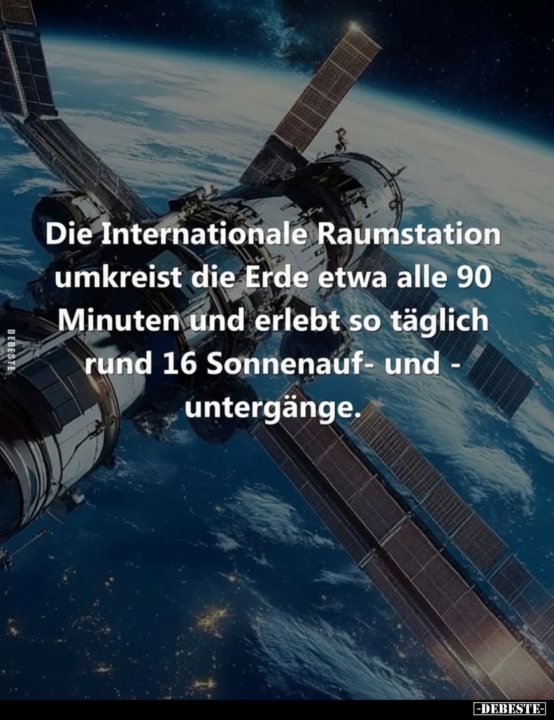 Die Internationale Raumstation umkreist die Erde etwa alle 90 Minuten und erlebt so täglich rund 16 Sonnenauf- und untergänge...