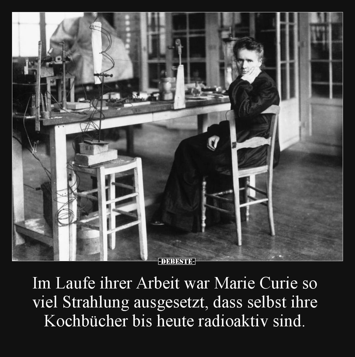 Im Laufe ihrer Arbeit war Marie Curie so viel Strahlung ausgesetzt, dass selbst ihre Kochbücher bis heute radioaktiv sind.