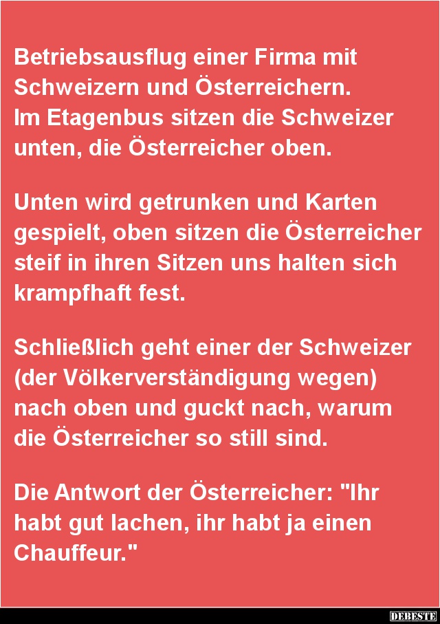 Betriebsausflug einer Firma mit Schweizern und Österreichern.. - Lustige Bilder | DEBESTE.de