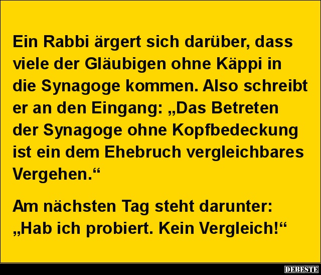 Ein Rabbi ärgert sich darüber, dass viele der Gläubigen.. - Lustige Bilder | DEBESTE.de