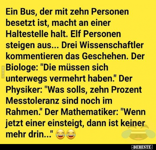 Ein Bus, der mit zehn Personen besetzt ist, macht an einer.. - Lustige Bilder | DEBESTE.de