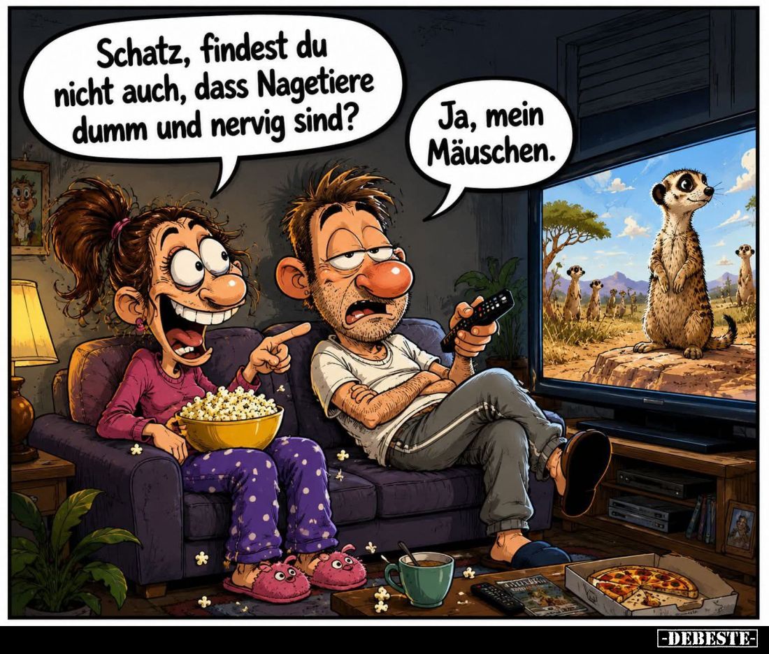 Schatz, findest du nicht auch, dass Nagetiere dumm und nervig sind? -
Ja, mein Mäuschen.