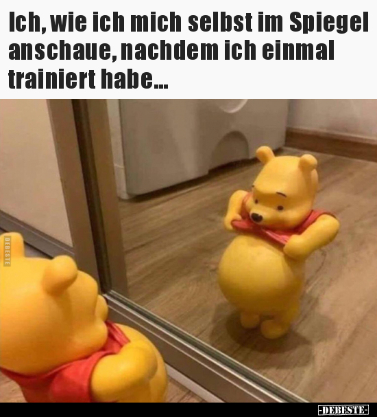 Ich, wie ich mich selbst im Spiegel anschaue, nachdem ich..