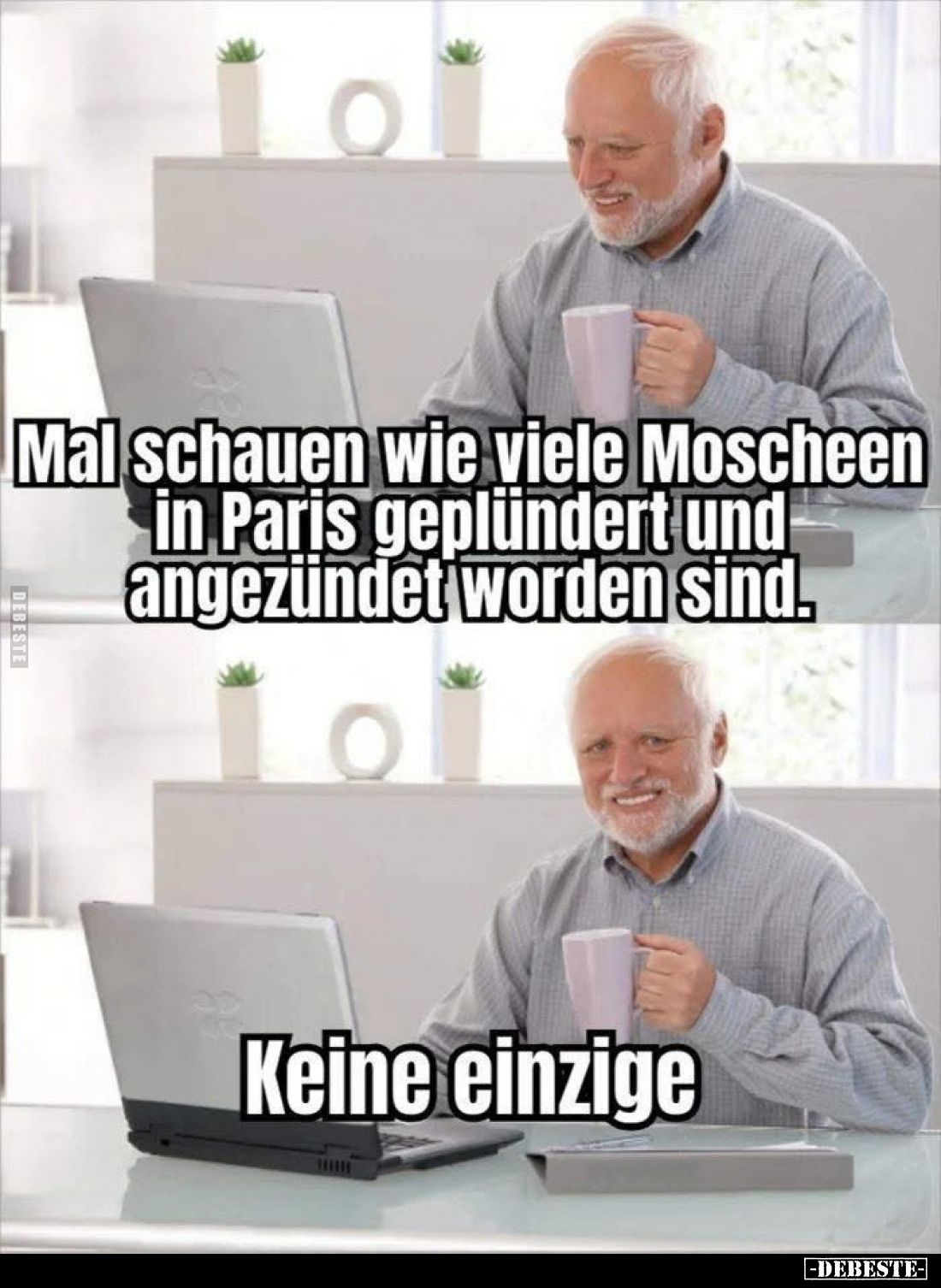 Mal schauen wie viele Moscheen in Paris geplündert und angezündet worden sind.
Keine einzige