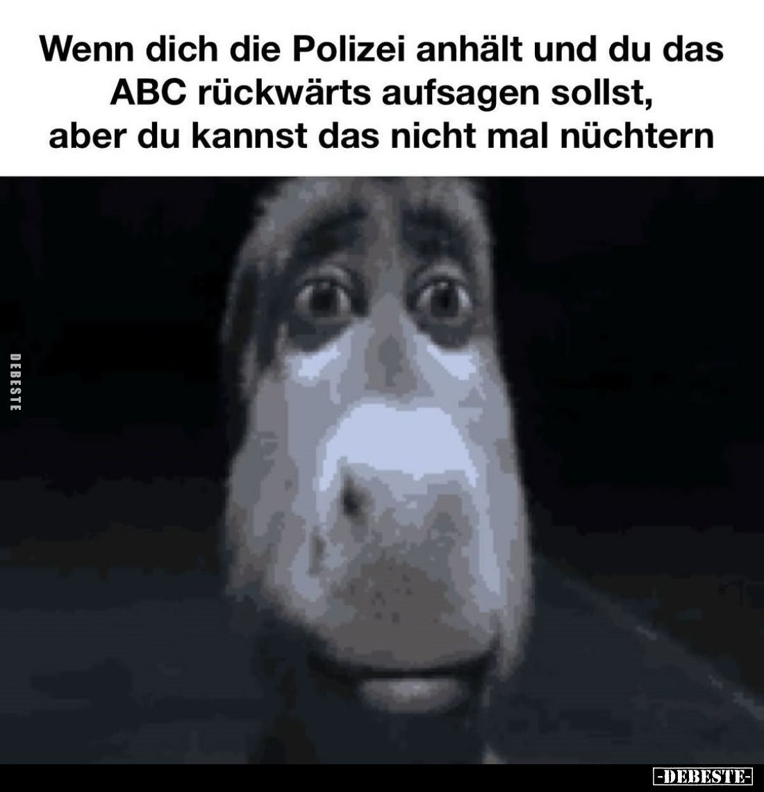 Wenn dich die Polizei anhält und du das ABC rückwärts aufsagen sollst, aber du kannst das nicht mal nüchtern.