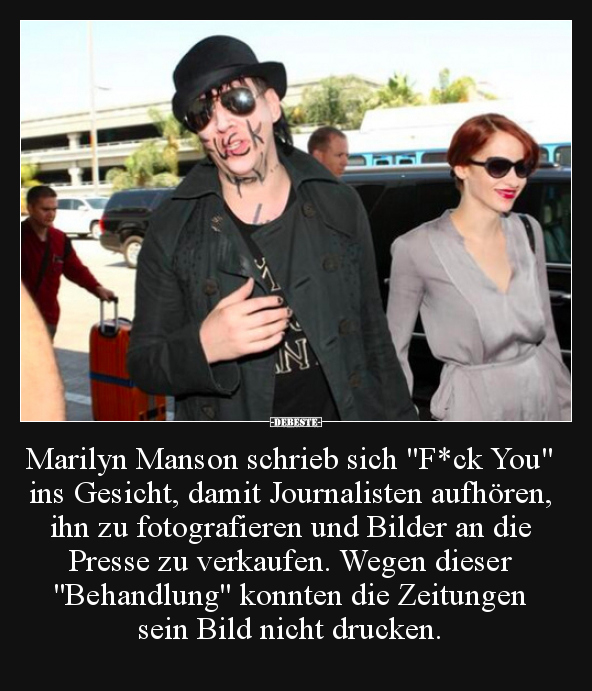 Marilyn Manson schrieb sich "F*ck You" ins Gesicht, damit.. - Lustige Bilder | DEBESTE.de