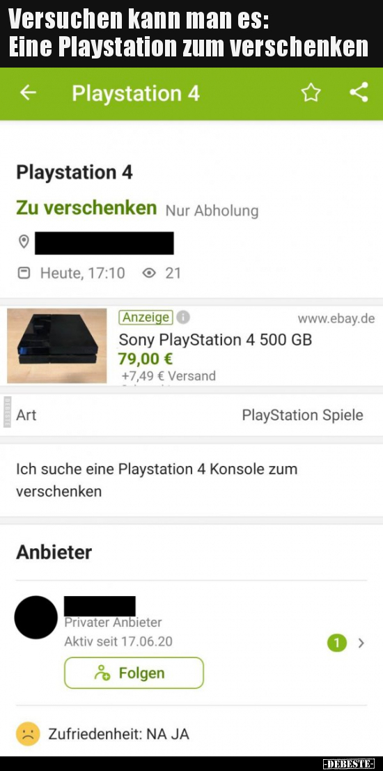 Versuchen kann man es: Eine Playstation zum.. - Lustige Bilder | DEBESTE.de
